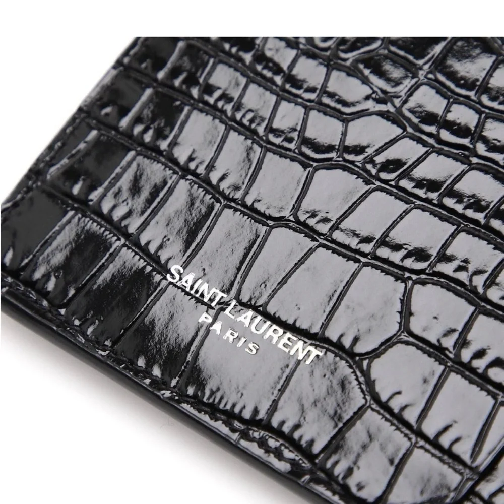 Saint Laurent Black Crocodile-Embossed Wallet